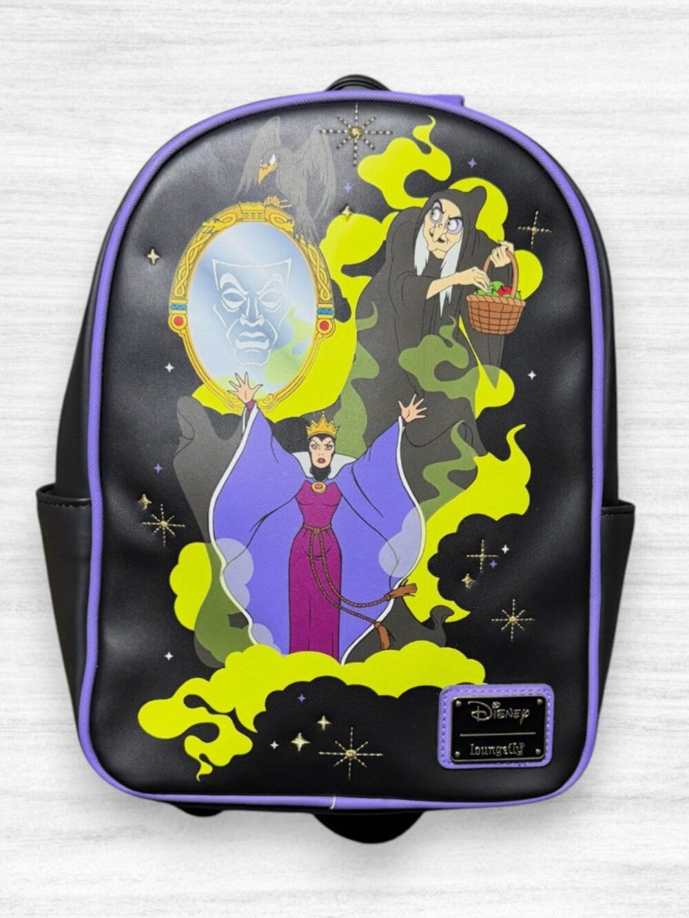 Loungefly Disney Snow White Evil Queen Glow In The Dark Magic Mirror Backpack